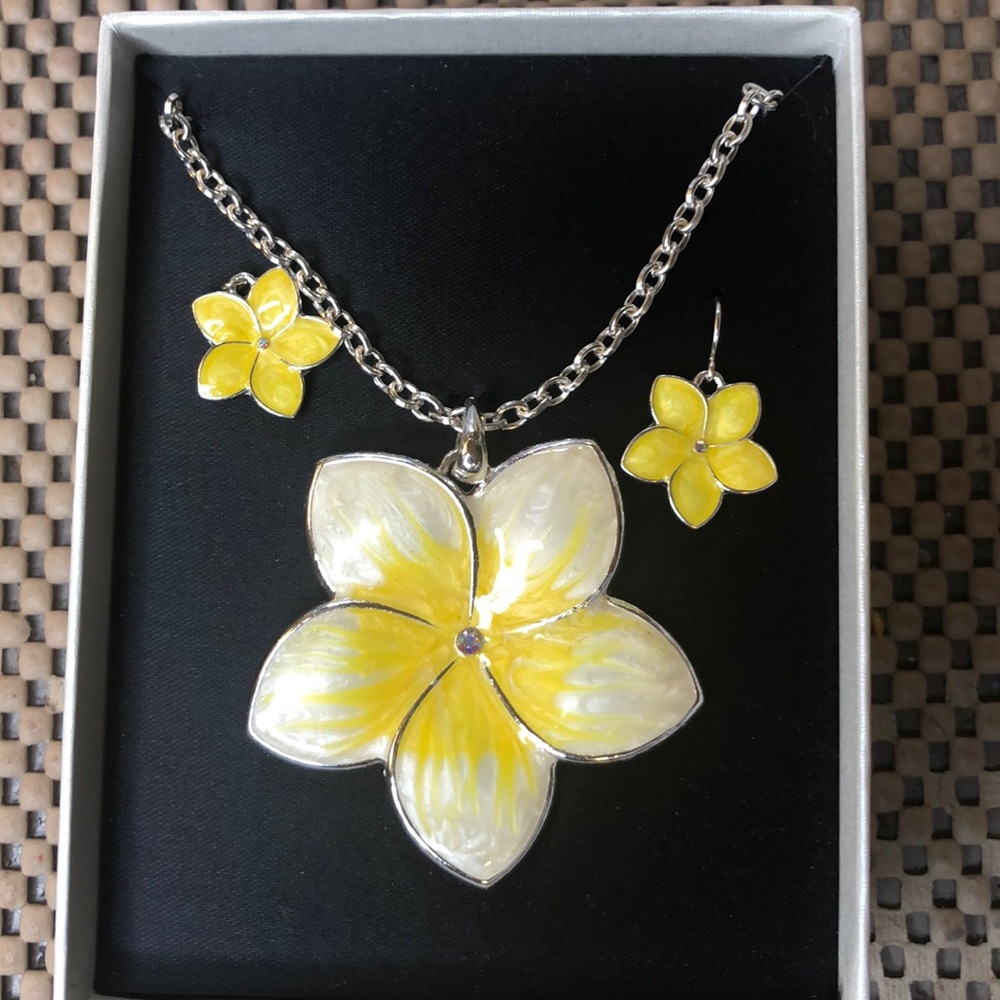 Beautiful Yellow Flower Necklace & Earring set